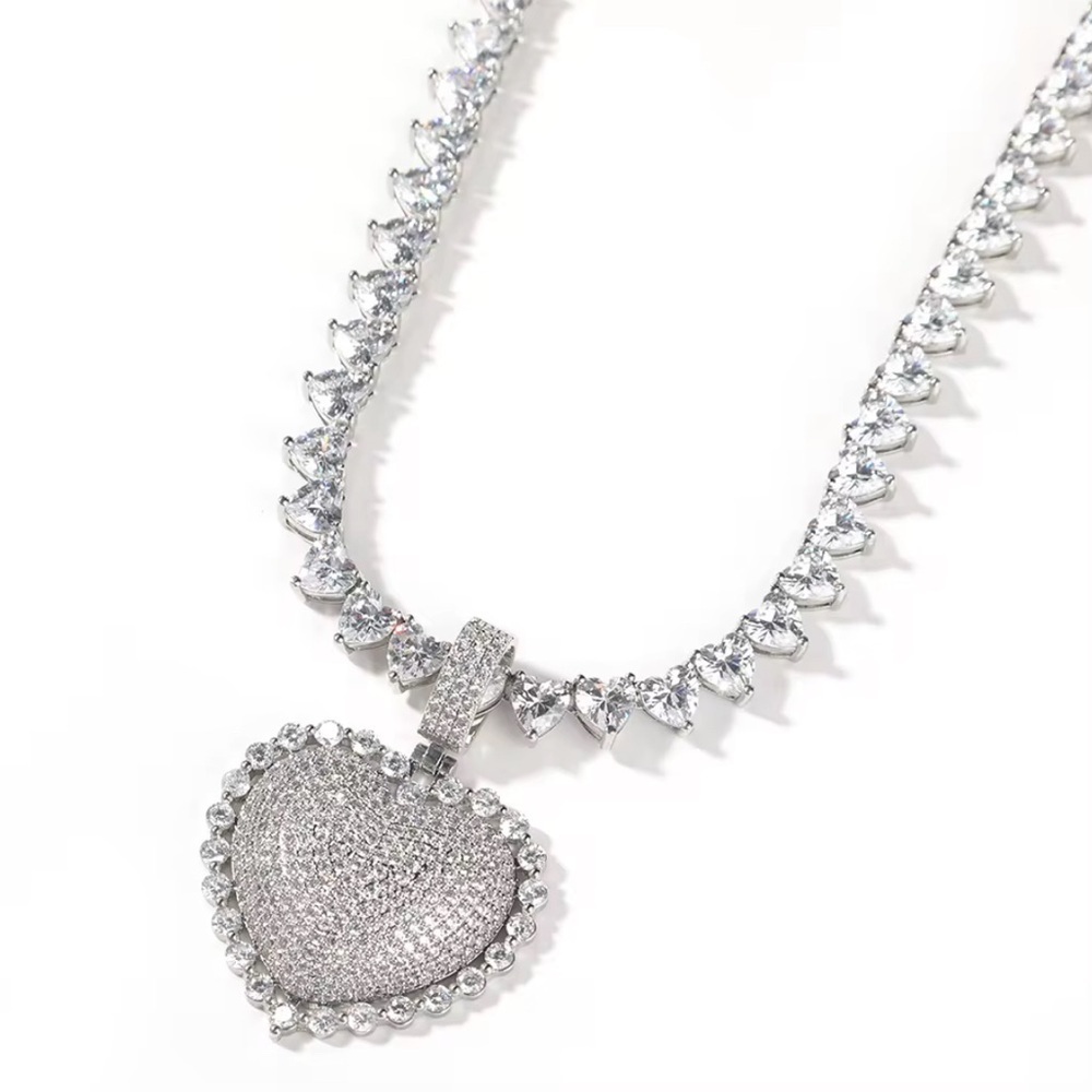 Silver Heart Pendant Necklace set 16inch